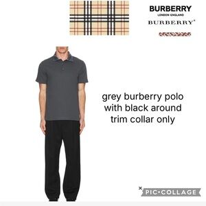 Burberry Men's Charcoal Polo with Black Trim